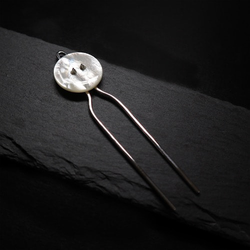 あまこち・貝ボタンのかんざし-Shell Button Hairpin