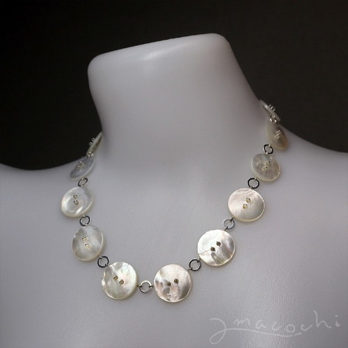 あまこち・白蝶貝のボタンネックレス-Shell Button Necklace.