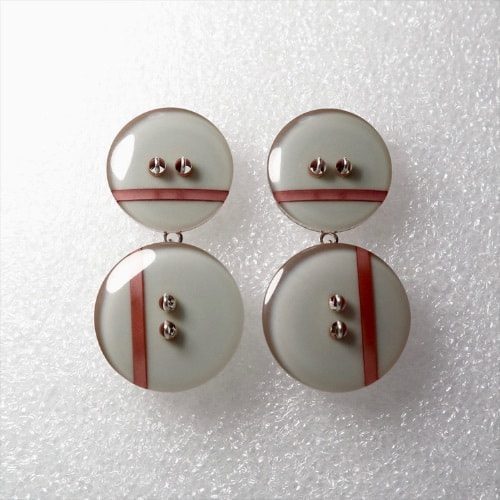 あまこち・ヴィンテージボタンピアス-Shell Button Earrings.