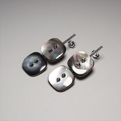 あまこち・貝ボタンピアス-Shell Button Earrings.